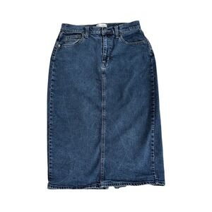 Universal Thread Denim Skirt Size 6 Blue High Rise Midi Straight Slit Western